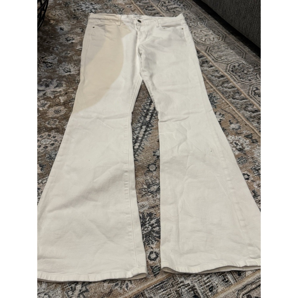 Frame Denim le High Flare Jeans White Size 31